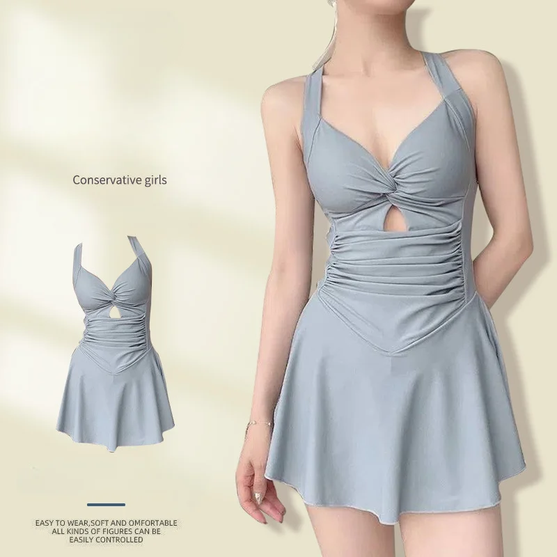 בגד ים לנשים בצבע אחיד, מחמיא לגוף, בסגנון שמלה אחת, מחזיק מותאם למותן, מחמיא לגוף, לחופשה (משלוח חינם)